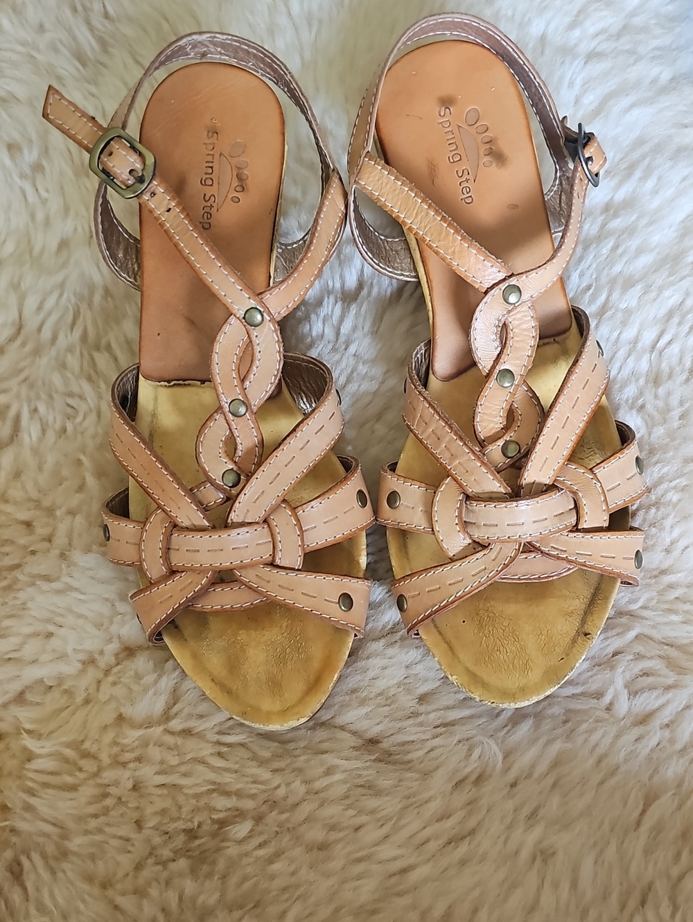 Spring Step Women’s Amore  Beige-Tan Strappy Knot Sandals